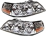 Evan-Fischer Headlight Set Compatible with 2005-2011 Lincoln Town Car Left Driver and Right Passenger Side Halogen With bulb(s)