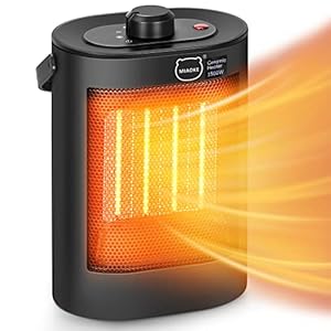 Miaoke Mini-keramische ventilatorkachel, energiebesparend voor binnen, kantoor, bureau, huis, slaapkamer met oververhittingsbeveiliging, 3 modi, 2s PTC-snelverwarming, draagbaar met handgreep (zwart)