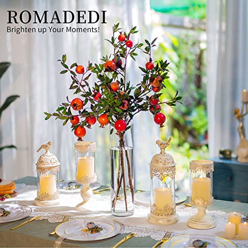 Romadedi Candle Holder Set Of 2 Decorative: Beige Vintage Bohemian Hurricane Candle Holders For Elegant Home Decor Entryway Coffee Table Decoration Ivory #TOP1