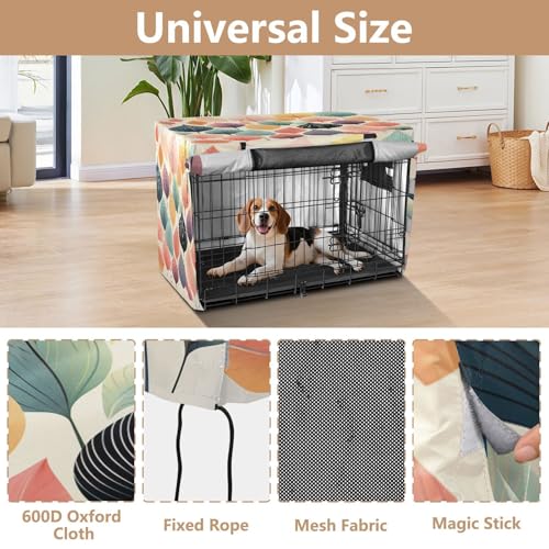 Housse imperméable cage chien feuilles colorées | Finition premium - 5