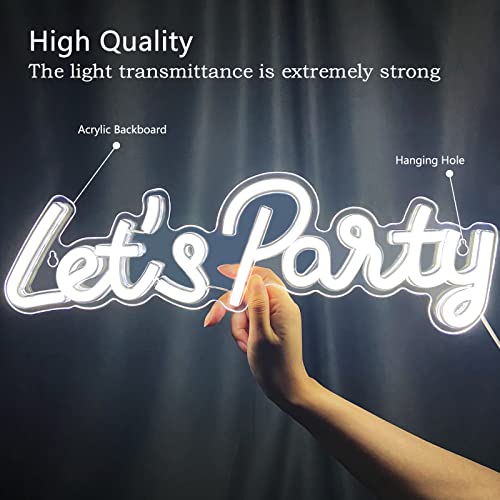 Image of Let's Party Neon Sign, LED Neon Lights for Bedroom Wall Decor, Art Decorative Lights for Bachelorette Party, Engagement Party, Birthday Party, Living Room, Gamer Room Decor Aesthetic (New White) | Art Decorative Lights for Bachelorette Engagement Birthday Party Living Room Gamer Room Bedroom Decor Aesthetic