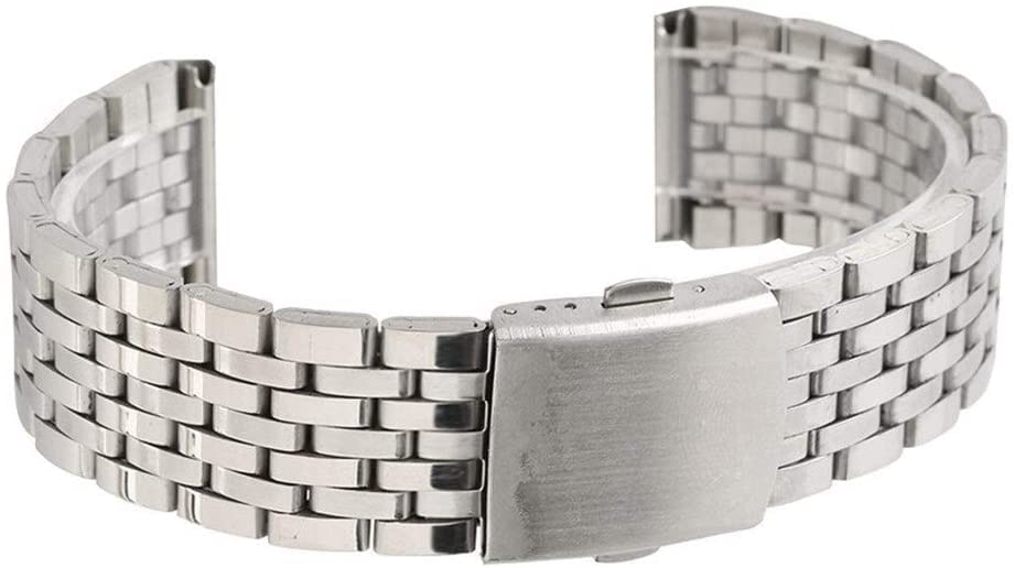 Bracelet de montre acier inoxydable argent 18mm 22mm fermoir sécurité