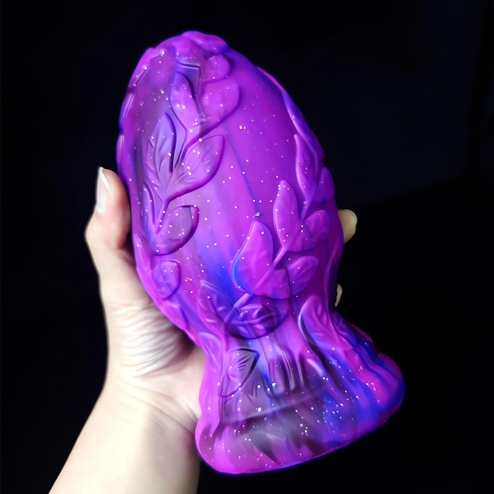 SXOVO Anal Plug Butt Plugs con forte ventosa 3D Leaf Pattern Fantasy Dildo anale Prostata G-Spot Stimolazione Sex Toy Dragon Eggs Anal Plug per donne uomini coppie (L)
