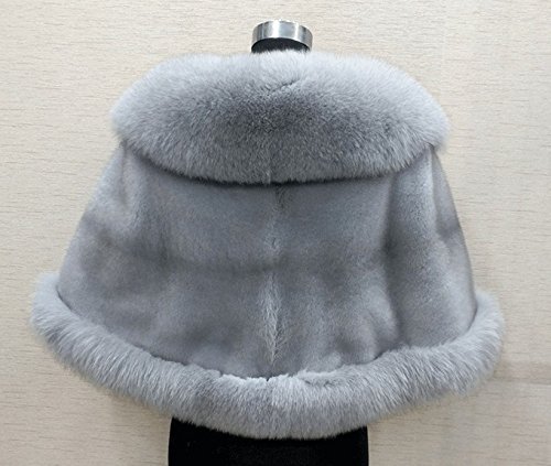 Women's Soft Long Faux Fox Fur Shawl Wrap Bridal Winter Shrug White3