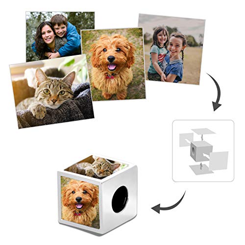 LONAGO Personalized Four-Sided Three-Sided Two-Sided Photo Charm 925 Sterling Silver Customized Bead Holds 2/3/4 Images Pictures Fit Snake Bracelet for Women2