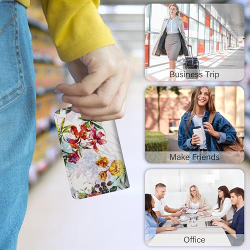 Image of Business Card Holder，PU Leather Business Card Case Color Printing Pattern Card Holder Wallet，Pockets Magnetic Credit Card Holders for Men and Women - Flamingo