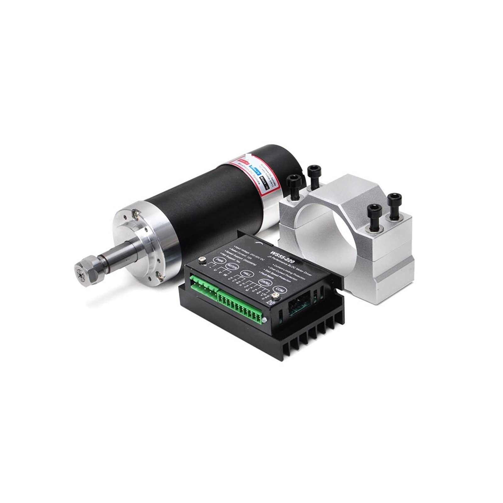 Mooilko One Color 500W Er11 Cnc Brushless Spindle Motor 48V Dc Spindle Motor With Ws55 220 Bldc Driver Spindle Clamp Smooth Running