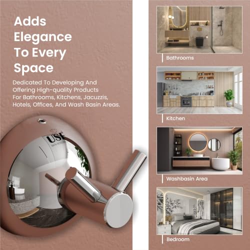 Image of USF Heavy Duty 304 Stainless Steel Robe Hook, Towel Holder & Cloth Hanger for Bathroom Accessories, Smooth Edge Protection, 25 Years Warranty (Chrome Finish, Pack of 1) - Torin