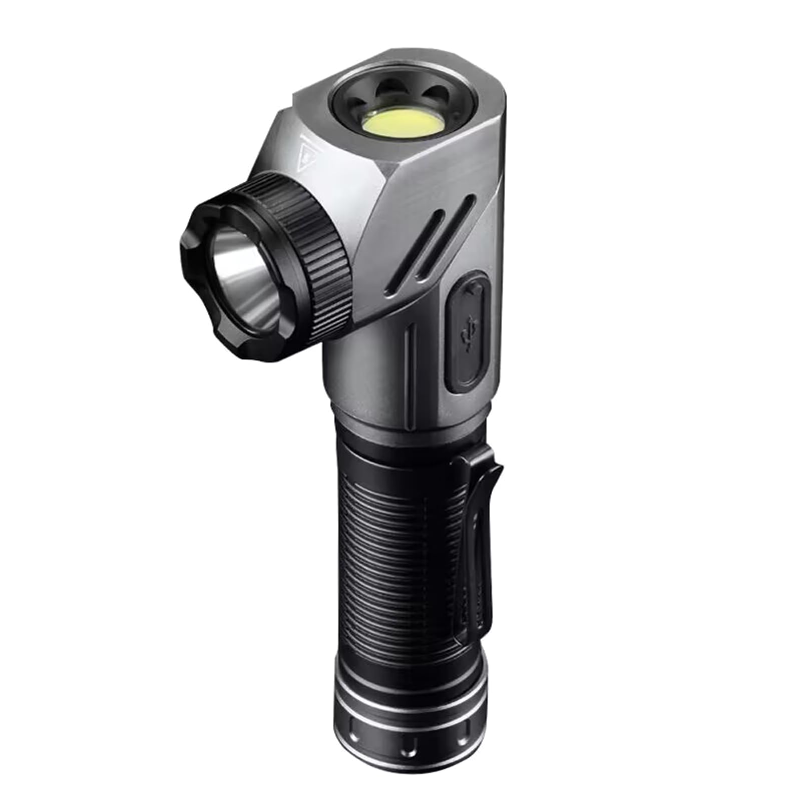 FROMCEO 90 Degree Bendable Flashlight with 5 Lighting Modes Base Aluminum Texture for Outdoor Night Patrols and Hiking Hiking Flashlight Thin