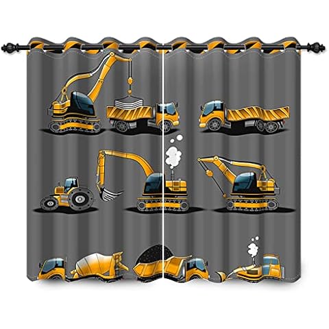 Cortinas Blackout Excavadora Dibujos Animados Amarillo Cover