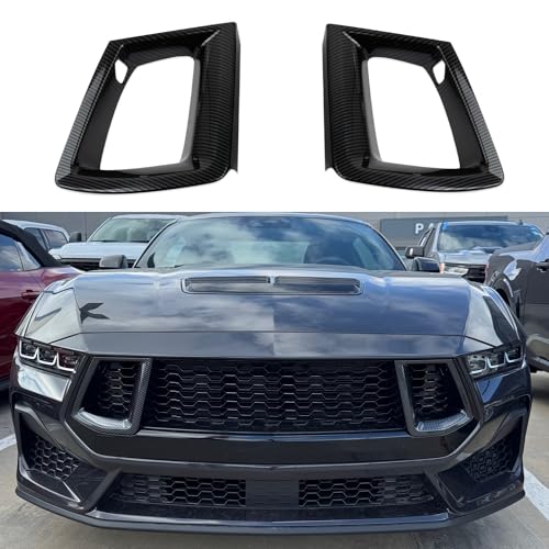 Image of 2024+ Mustang GT & GT Premium Front Grill Inserts (ABS Plastic (Carbon Fiber Look))