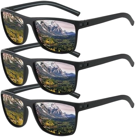 Risipu 3-Pack Polarized Sunglasses for Men and Women, Lightweight...