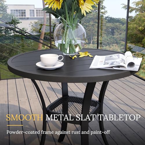 VICLLAX-Small-Round-Patio-Dining-Table-All-Weather-Metal-Outdoor-Table-for-Lawn-Garden-275x-275-Patio-Bistro-Table-for-Outside-Black VICLLAX Small Round Patio Dining Table All Weather Metal Outdoor Table for Lawn Garden 275x 275 Patio Bistro Table for Outside Black