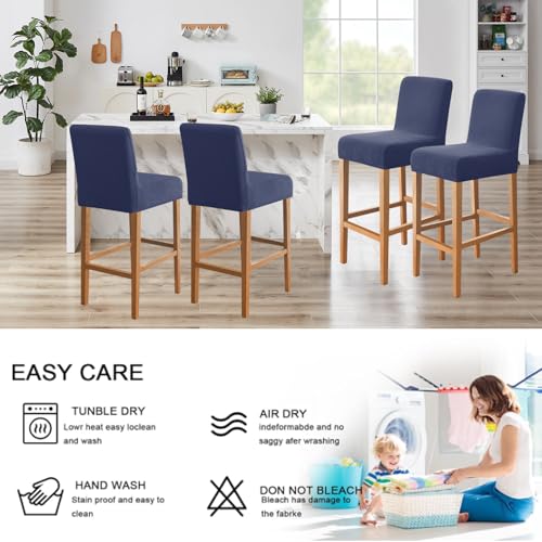 Image of FUANGUI Bar Stool Covers Set of 2, Stretch Bar Stool Seat Covers | Washable Removable Bar Chair Covers with Backs Slipcovers, Bar Chair Covers Square for Kitchen Dining Room Cafe
