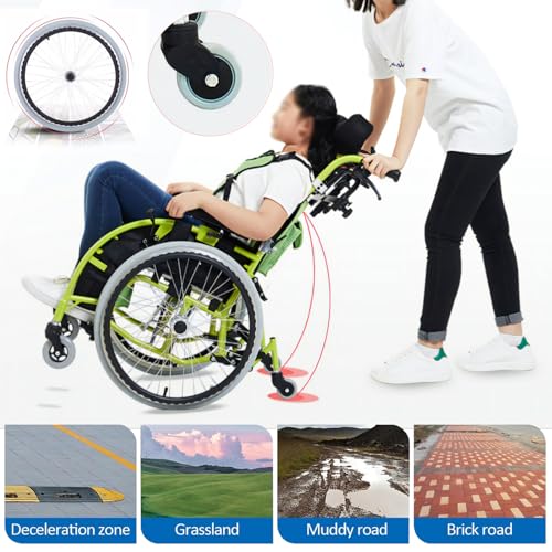 Pediatric-Wheelchair-for-Kids-Children-Lightweight-Aluminum-Wheelchairs-wSafety-Belt-Comfort-and-Mobility-for-Disabled-Teens-Manual-Folding-Wheelchair-wSwing-Away-Footrest-14-W-Seat