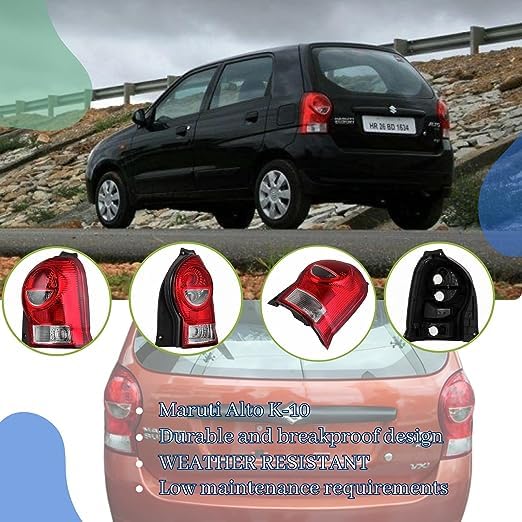 Image of Rear Tail Lights /Tail Lamp /Back Side Light /Turn Signal Indicator Red Clear Assembly Easy to Fit Suitable for Maruti Alto K-10 - Left Side