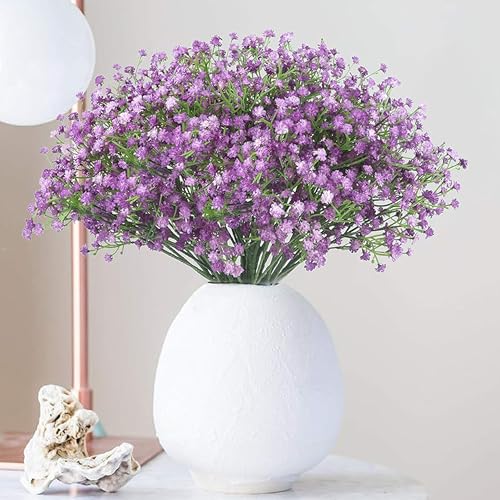 Image of Art Street Babys Breath Purple Flowers Artificial Gypsophila Bouquets Flowers, New Year Mothers Day Gifting, Faux Flowers for Vases | Decoration Items for Living Room| Set of 3 (Size: 14 Inch)