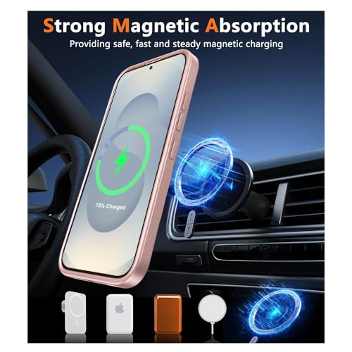 Image of Samsung S25 Plus Transparent Case | Shockproof Bumper & Camera Protection | Magsafe Compatible | Sleek Hard Crystal Back Cover for Samsung S25 Plus - Pink