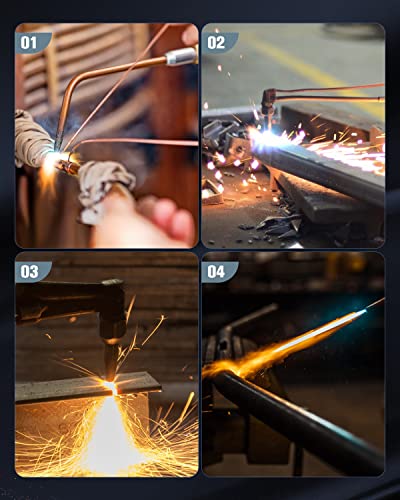 Cutting Welding Torch Kit Oxygen & Acetylene Gas Portable Oxy Brazing Kit Professional Welder Tool Set With Two Hose, Regulator Gauges, Storage Case Blue #TOP6