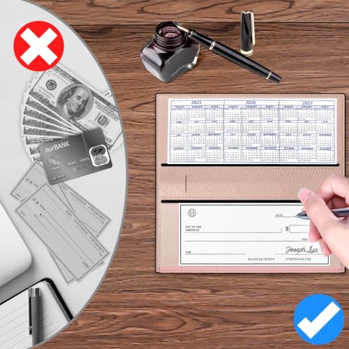 Image of CASMONAL Checkbook Cover for Women & Men, PU Leather Wallet RFID Blocking