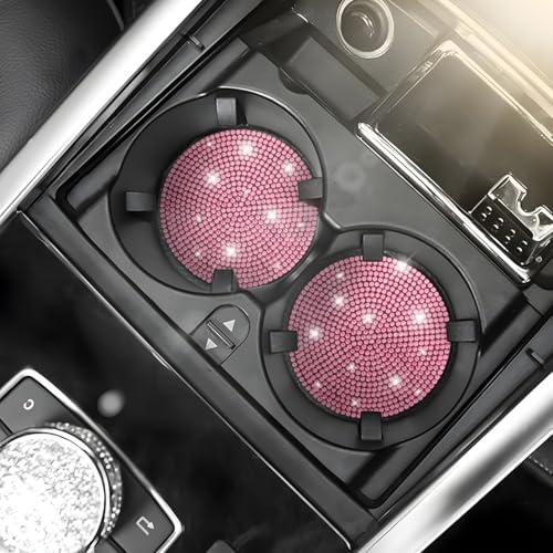 Image of Osilly Bling Car Cup Holder Coaster, Crystal Rhinestone Anti-Slip Insert Coasters, Universal 2.75 Inch Fashion Automotive Cup Mat, Car Interior Accessories Decor Gifts for Women (Pink, 4PCS)