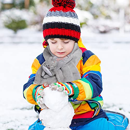 2 Pieces Kids Plush Wrap Neck Warmer Winter Scarf Kids Collar Scarf Neck Warmer Winter Rainbow Ski Scarf for Kids Girls Boys (Classic Style)4