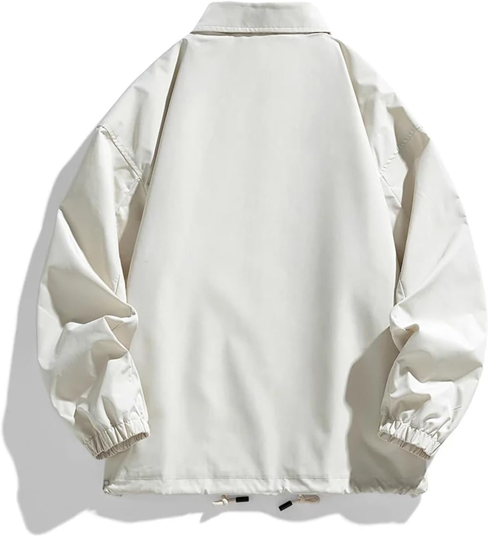 Fnfmrfmr Mens Button Long Sleeve Jacket Solid Color Workwear Casual Baseball Outerwear Coats