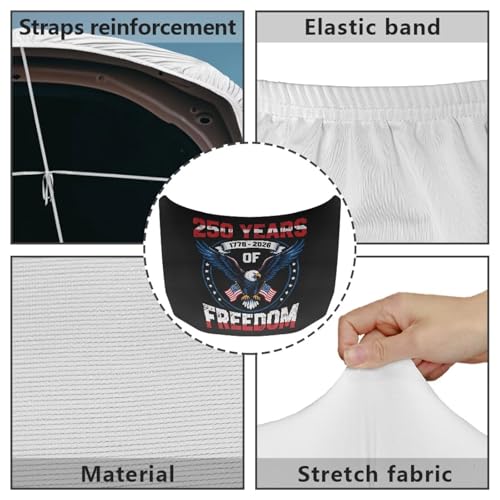 Image of July 4th USA Car Hood Cover Polyester Elastic Fabrics Can be Washed Suitable for Large SUV and Pickup Trucks