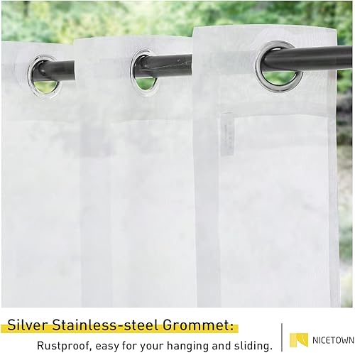 Vista 55 de Cortinas transparentes con ojales para exteriores Nicetown Blanco