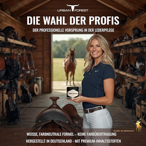 URBAN FOREST Lederpflege mit Bienenwachs & Avocado-Öl 500ml für Auto Sofa Couch Möbel Jacke Motorradbekleidung Handtaschen Ledercouch Schuhe Sattel für Pferde Lederfett - Premium Leder Balsam