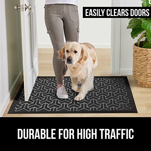 Gorilla Grip All-Season Weathermax Doormat, Durable Natural Rubber, Stain And Fade Resistant, Low Profile, Indoor Outdoor Door Mats, Easy Clean Entrance Mat, 17X29, Slate Geometric #TOP5