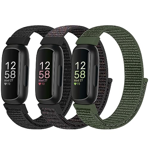 Nylon Sport Loop Straps Compatible with Fitbit Inspire 3/Inspire 2/Inspire HR/Inspire/Fitbit Ace 3/Ace 2 for Women Men Kids Soft Nylon Band Breathable Comfortable Replacement Wristband Straps