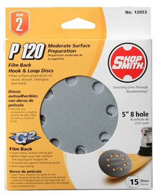 Shopsmith 5 in. Aluminum Oxide Hook and Loop Sanding Disc 120 Grit Medium 15 pk