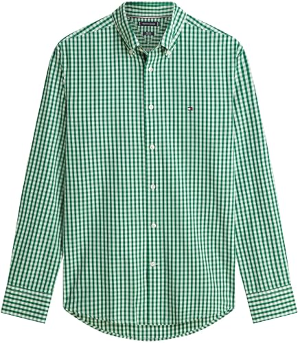 Tommy Hilfiger Herren Hemd Flex Poplin Gingham Shirt mit Karos, Grün (Nouveau Green/Check), L – Ansicht 6