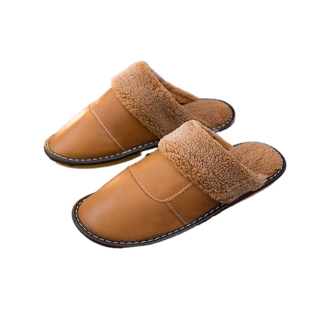 Generico Pantofole da Uomo in Pelle, Calde E Spesse, Adatte per Luso Interno, Realizzate in Vera Pelle E Misto Cotone, Color Bordeaux (A 29(4243))