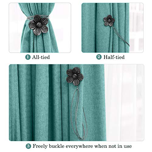 Miniatura 2 de Lewondr Magnética Cortina Hebilla, 1 Par 2 Pzs Abrazaderas Imán De Flores De Resina Para Cortinas Sin Perforaciones, Hebilla Cortina Con Banda Decorativa Accesorios Para Hogar Cafetería - Ink Negro