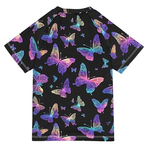 Rainbow Butterflies Black Girls Bathing Suit Sun Protection Beach Tops Swimwear Beach Tops 3T2