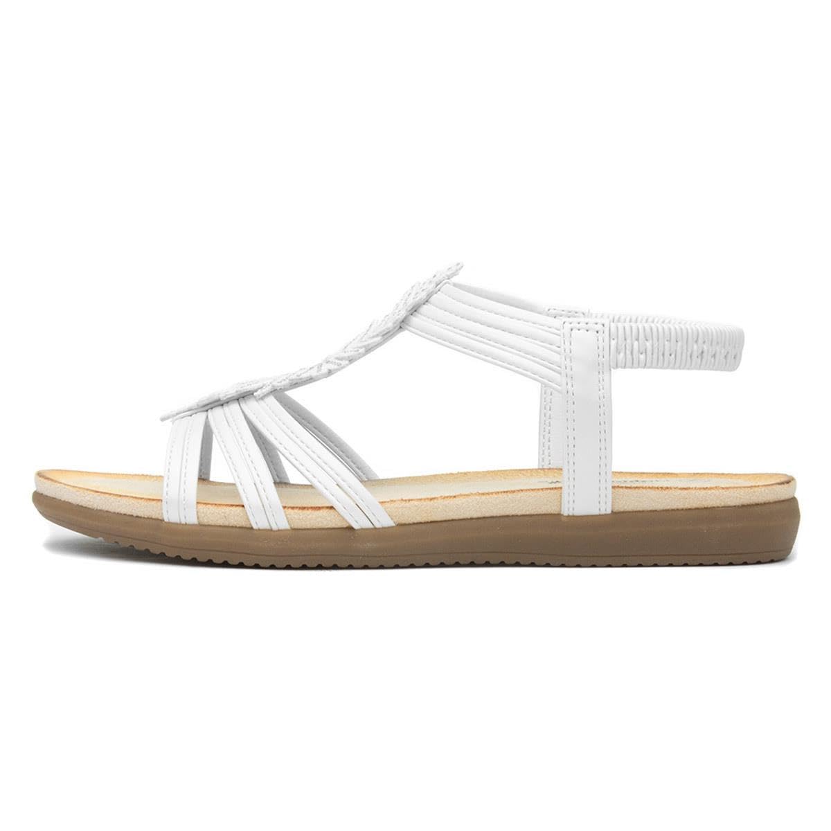 Cushion WalkLeaf Womens White Strappy Sandal