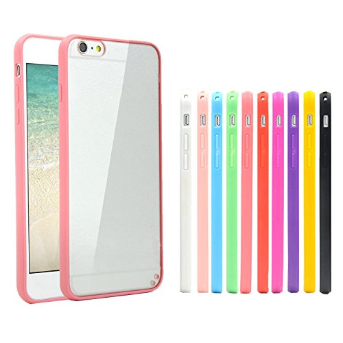 Costyle 10pcs/lot 10 Colors Soft Clear Back Hard Cover Slim Scratch-Resistant Case Skin Compatible iPhone 6 Plus iPhone 6S Plus 5.5 INCH-Black White Pink Hot Pink Purple Red Yellow Purple Green Blue