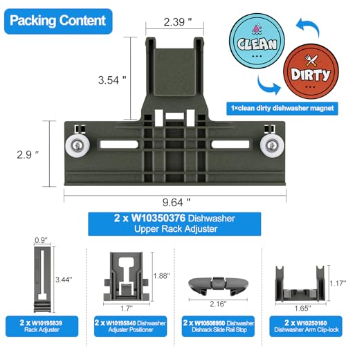 image for YEECHUN Upgraded W10350376 W10350374 Dishwasher Top Rack Parts For Ken