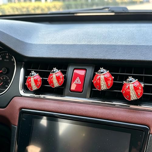 Image of 4 Pack Bling Crystal Ladybug Car Air Freshener Vent Clips, Cute Rhinestone Animal Auto Air Outlet Fragrance Diffuser, Decorative Car Interior Accessories for Women Girls, Creative Gift