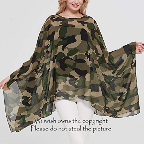 Wiiiwish Women's Loose Solid Long Batwing Sheer Chiffon Caftan Wrap Poncho Tunic Top Topper2