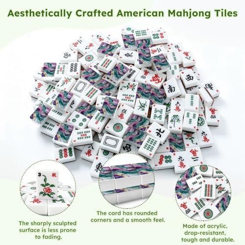 Set de Fichas American Mahjong Acrílico 166 Piezas con Dados miniatura 6