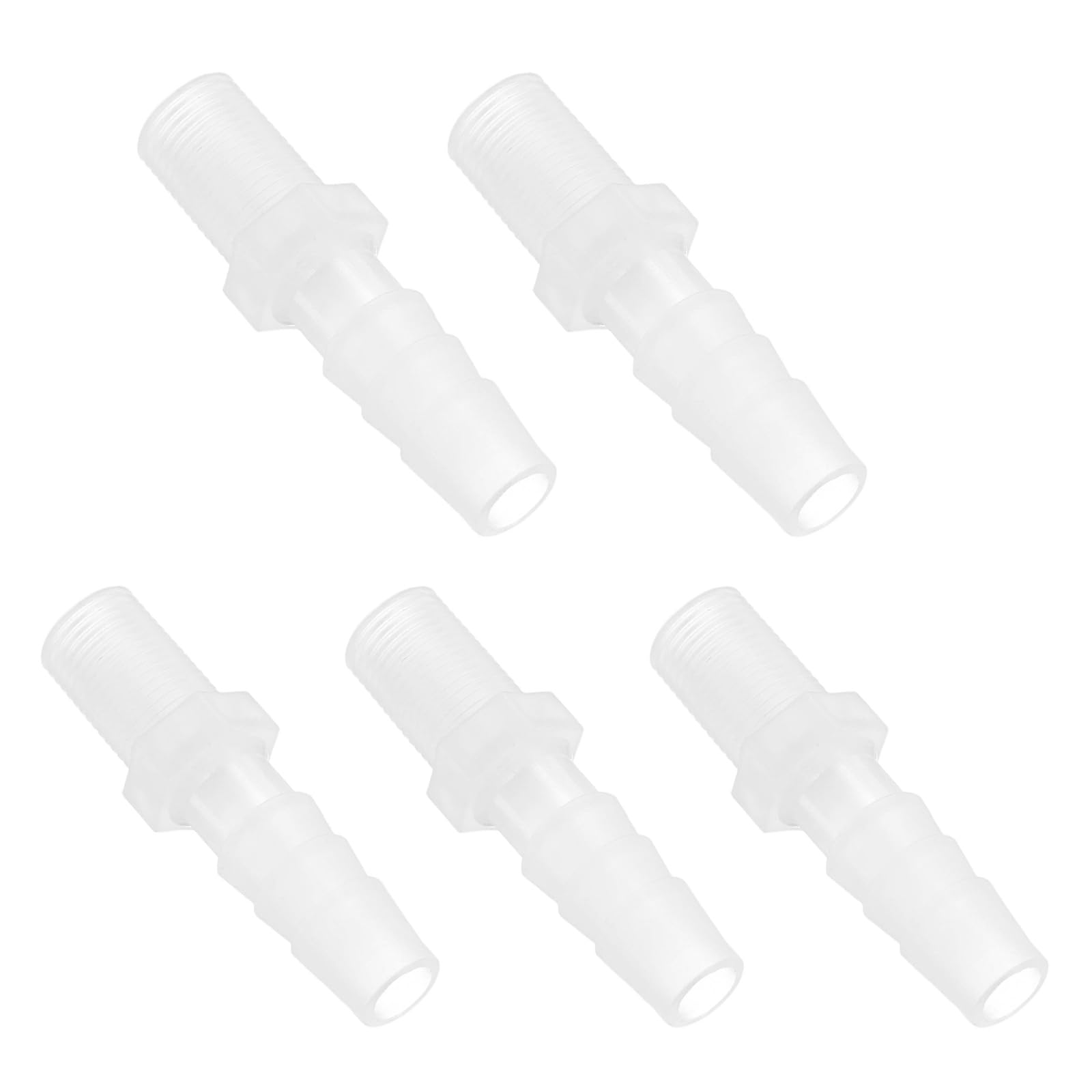 M METERXITY 5-Pack Garden Hose Adapter, 7.9mm x G1/8" Male Threaded Plastic Garden Hose End Connector Fittings for Outdoor Watering/Car Washing/Irrigation Systems [Translucent]