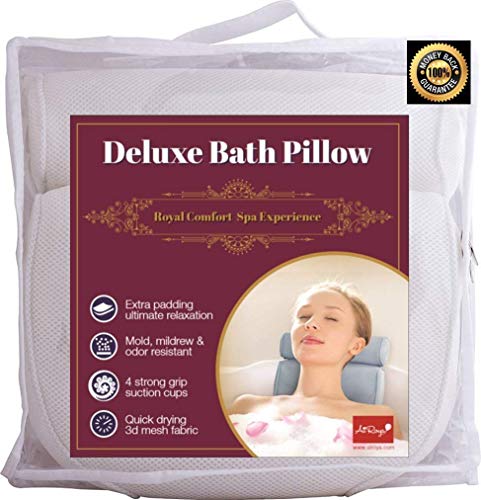 Cuscino poggiatesta per Vasca da Bagno, con Supporto Avvolgente per Spalle e Collo, Dotato di 4 Ventose Grandi, Ideale per Tutte Le vasche da Bagno e idromassaggio, in Morbido Tessuto 3D Air Mesh.