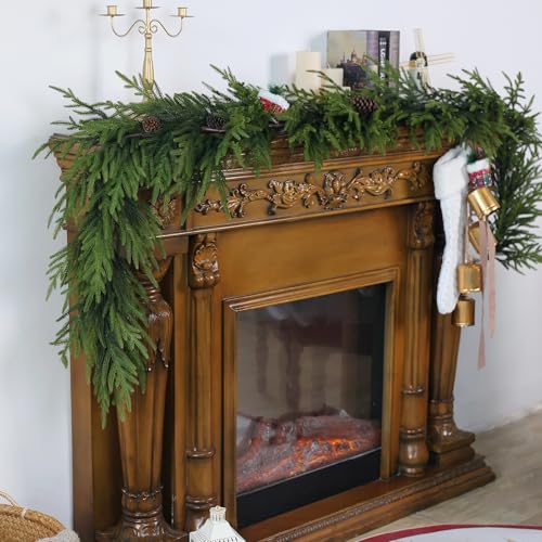 Norfolk-Pine-Garland-9ft-Artificial-Christmas-Garland-Long-Faux-Greenery-Garland-for-Holiday-Fireplace-Mantle-Window-Stairs-Indoor-Outdoor-Decor Norfolk Pine Garland 9ft Artificial Christmas Garland Long Faux Greenery Garland for Holiday Fireplace Mantle Window Stairs Indoor Outdoor Decor