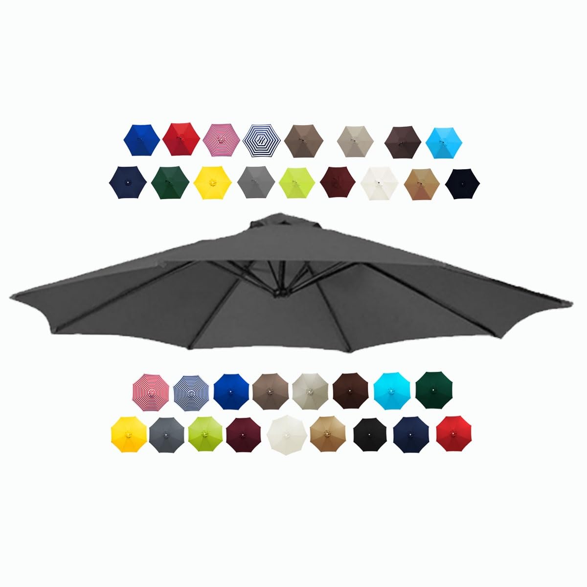 BEEGMA Patio Umbrella Replacement Canopy 6 Ribs 8 Ribs Parasol Canopy Cover for 2.0m 2.30m 2.50m 2.70m 3.0m Multicolor Canopy Replacement Top (Color : Gray, Size : 2.30m/7.5FT-8Ribs)