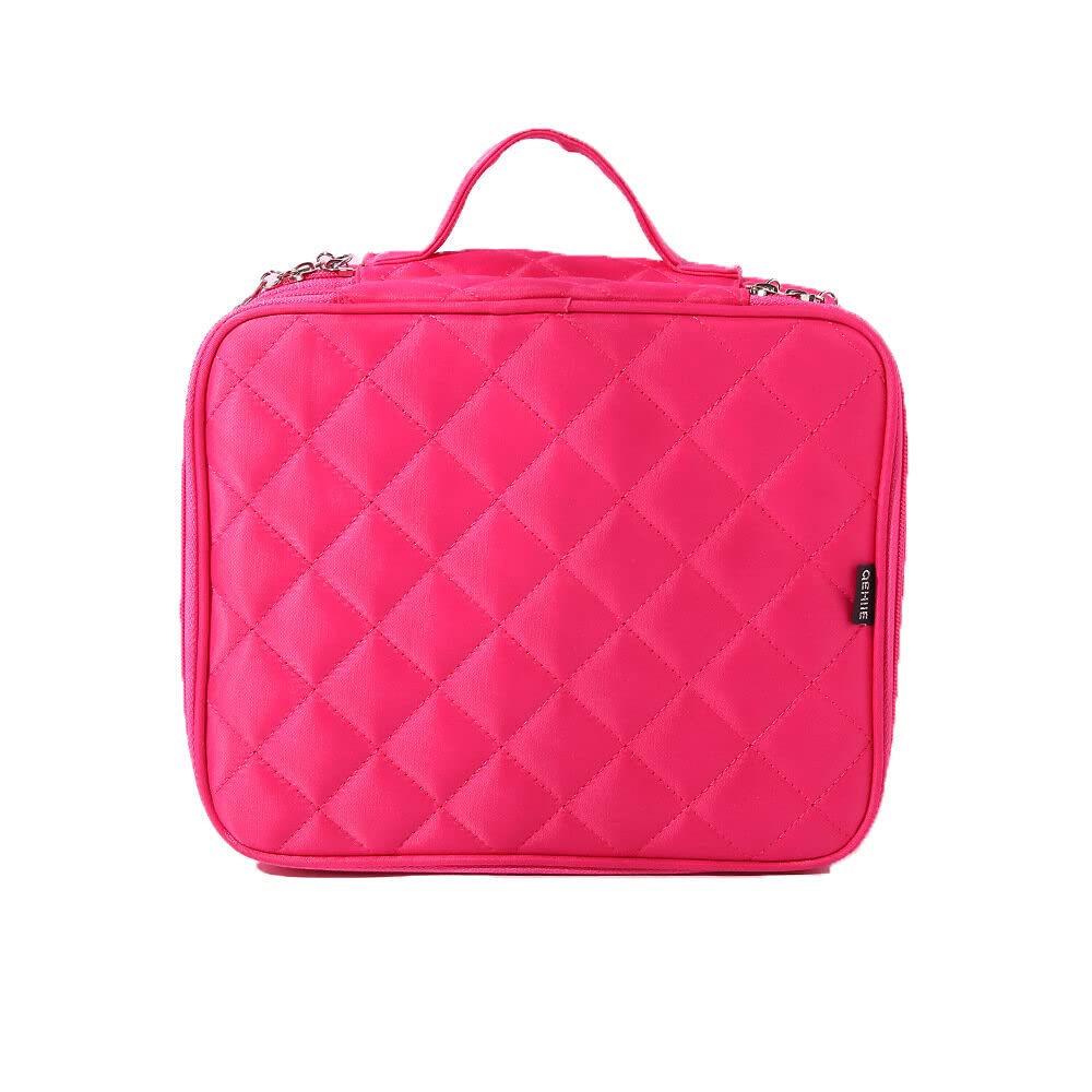 Doble capa de nylon de la señora bolsa de cosméticos impermeable maquillaje bolso herramientas organizador bolsa lavado inodoro - negro