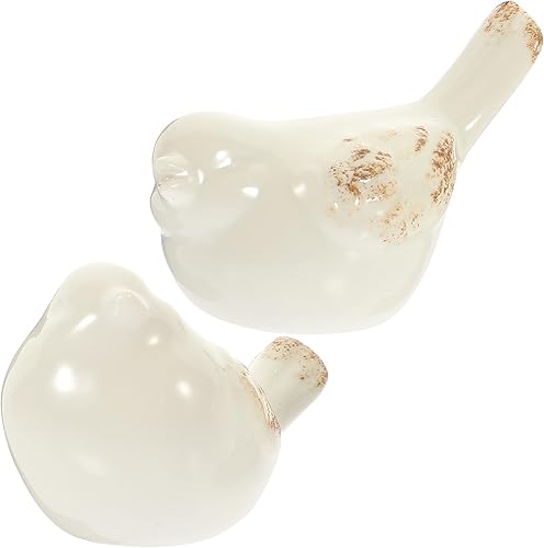2 figuras de cerámica de pájaros, estatua de pájaro, decoración del hogar, mini adornos de pájaros para Navidad, cumpleaños, decoración del hogar