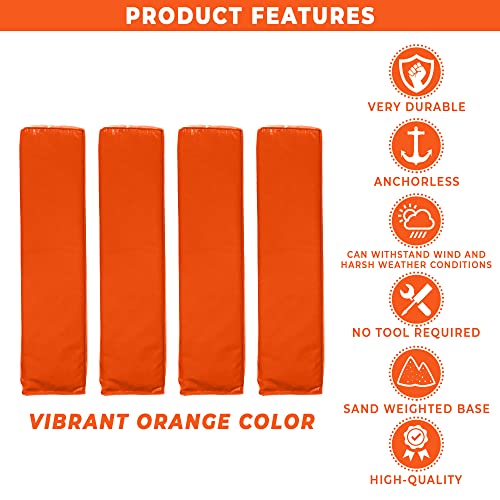 Ace Creations Weighted Anchorless End Zone Football Pylons, Offical Size, Regulation Goaline And Corner For Flag, High School, College And Pros, Set Of 4 In Orange #TOP1